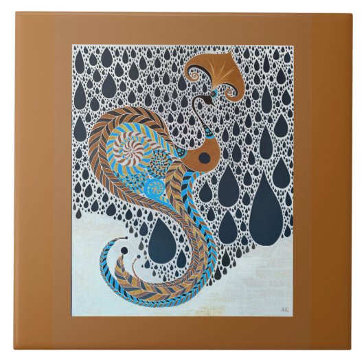 Sahara Parels Tribal Exotische Peacock Tegeltje (Voorkant)