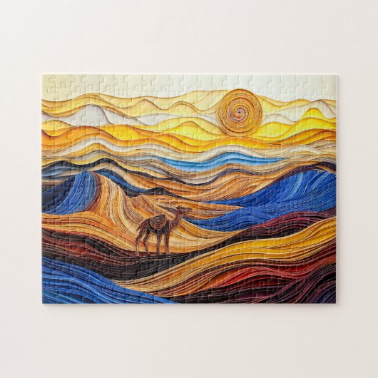 Sahara-woestijntafereel met dromedaris legpuzzel (Horizontaal)