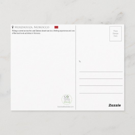 Saharawoestijn, Marokko Briefkaart (Achterkant)