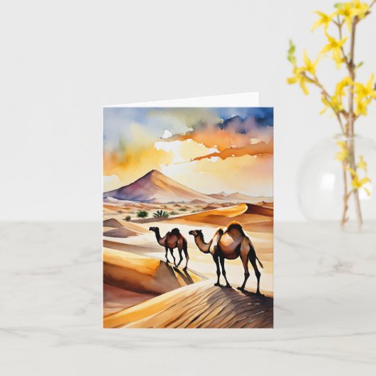 saharawoestijn Waterverf briefpapier Kaart (Gele Bloem)