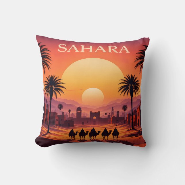 Saharawoestijn Zonsondergang Kussen (Voorkant)