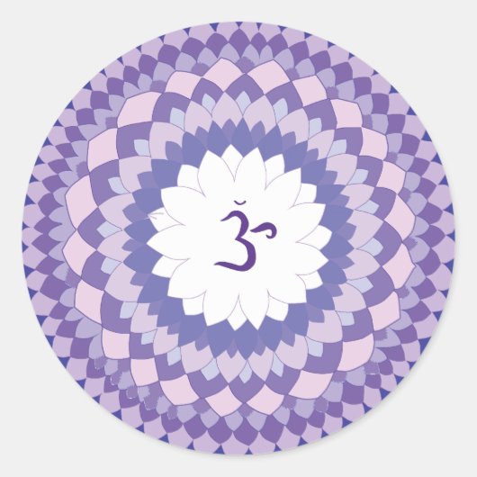 Sahasrara chakra mandala ronde sticker (Voorkant)