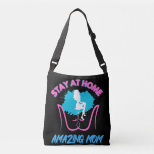 Sahm Blijf thuis Mam Roze en Blauw Ontwerp Crossbody Tas