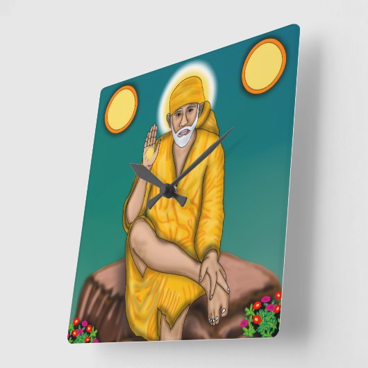 Sai Baba Clock Vierkante Klok (Hoek)