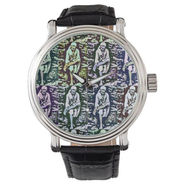 Sai Baba van Shirdi Pop Art Watch Horloge (Voorkant)