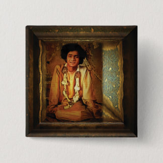 Sai Baba Vierkante Button 5,1 Cm