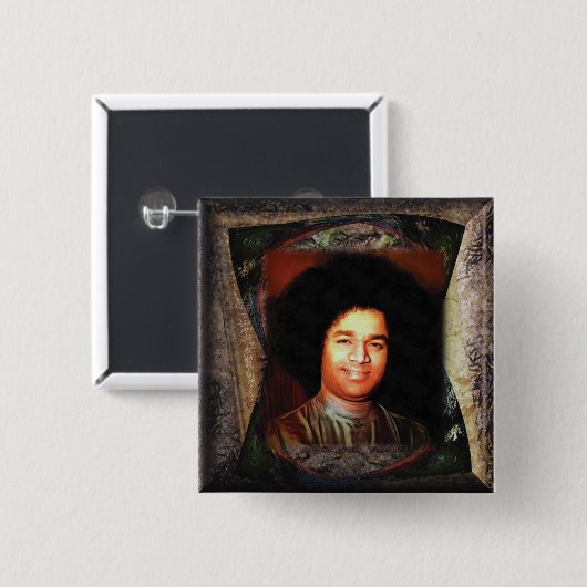 Sai Baba Vierkante Button 5,1 Cm (Voorkant /achterkant)