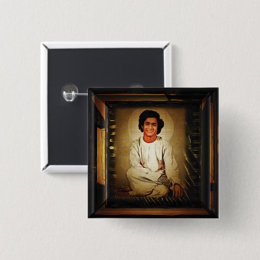 Sai Baba Vierkante Button 5,1 Cm (Voorkant /achterkant)