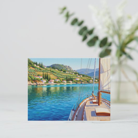 Saiboat in Corfu Greece Travel Briefkaart (Staand voorkant)