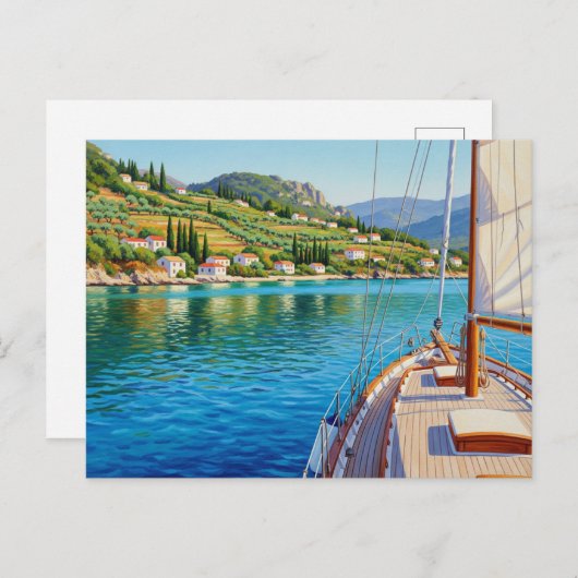 Saiboat in Corfu Greece Travel Briefkaart (Voorkant / Achterkant)