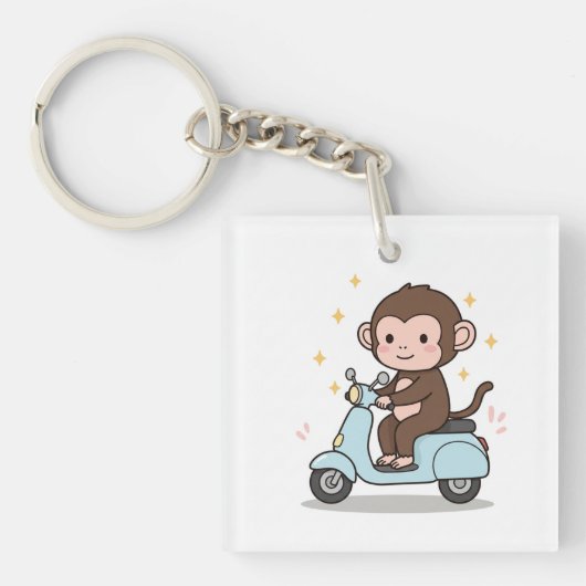 Said a monkey driving a scooter. sleutelhanger (voorkant)