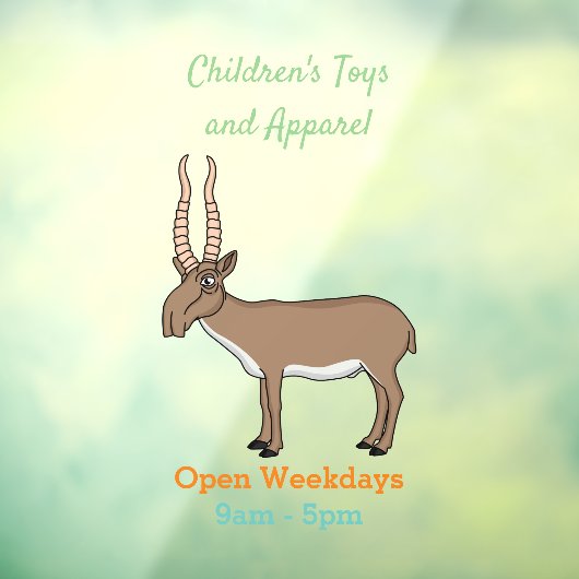 Saiga antelope cartoon raamsticker (Vel 3)