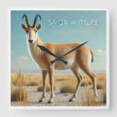 Saiga antilope in de woestijn vierkante klok (Voorkant)