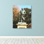 Saigo Takamori (de laatste Samurai) & Dog Statue Canvas Afdruk (Insitu (Houten vloer))