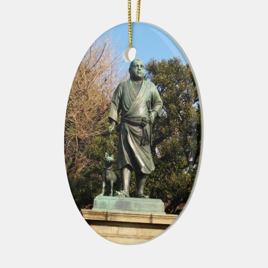 Saigo Takamori (de laatste Samurai) & Dog Statue Keramisch Ornament (Links)