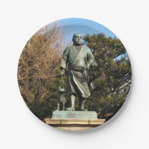 Saigo Takamori (de laatste Samurai) & Dog Statue Papieren Bordje