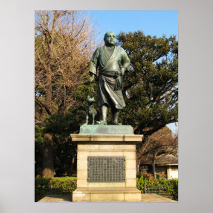 Saigo Takamori (de laatste Samurai) & Dog Statue Poster