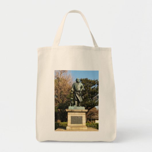 Saigo Takamori (de laatste Samurai) & Dog Statue Tote Bag (Voorkant)