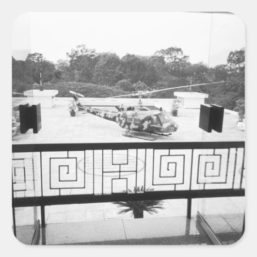 Saigon HCMC Vietnam, Huey Helikopter Vierkante Sticker (Voorkant)