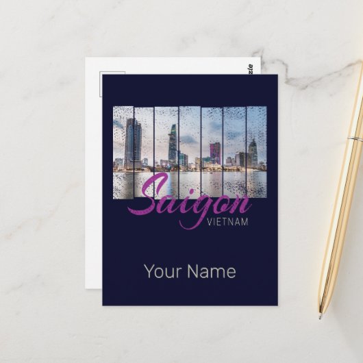 Saigon (Ho-Chi-Minh-Stadt) HCMC Vietnam Souvenir Briefkaart (Voorkant / Achterkant in situ)