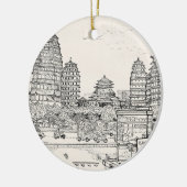 Saigon Pagoda Vietnam Cityscape Pen Inkttekening Keramisch Ornament (Links)
