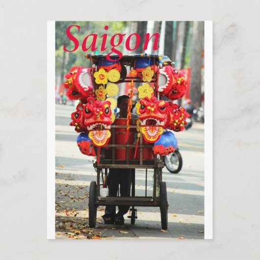 Saigon Vietnam Gelukkig Nieuwjaar Leeuw dans Briefkaart (Voorkant)