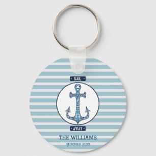 Sail Away Anchor – gepersonaliseerde nautische Sle Sleutelhanger