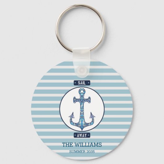 Sail Away Anchor – gepersonaliseerde nautische Sle Sleutelhanger (Voorkant)