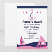 Sail Away Girl Invitation Kaart (Voorkant / Achterkant)