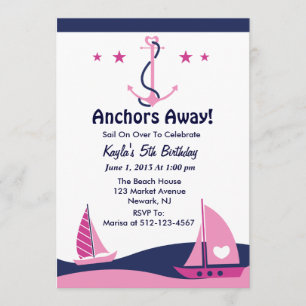 Sail Away Girl Invitation Kaart