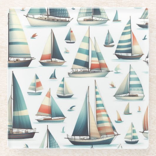 Sail Away Glazen Onderzetter (Voorkant)