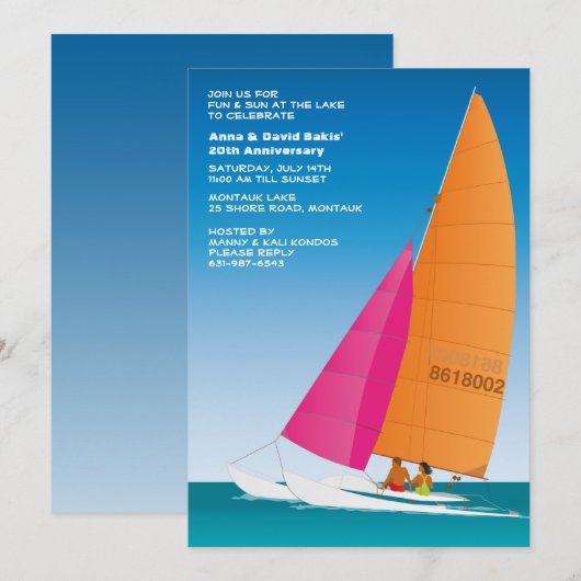 Sail Away Invitation Kaart (Voorkant / Achterkant)