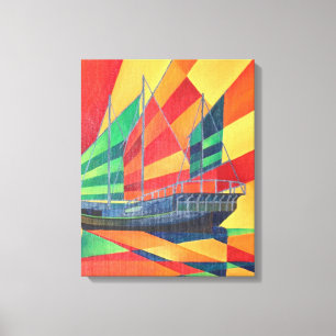 Sail Away Junk Pleasure Boat Canvas Afdruk