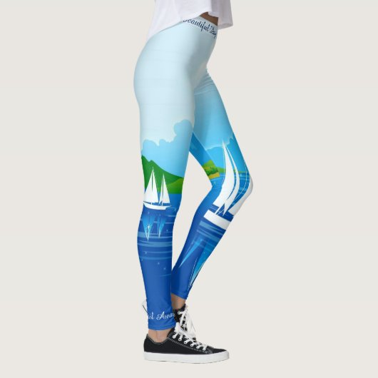 Sail Away Leggings Yoga Pants Lake Boats (Rechts)