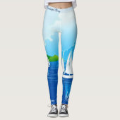 Sail Away Leggings Yoga Pants Lake Boats (Voorkant)