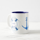 Sail Away Life Ring en Anchor Lifesaver Tweekleurige Koffiemok (Voorkant links)