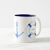 Sail Away Life Ring en Anchor Lifesaver Tweekleurige Koffiemok (Voorkant rechts)