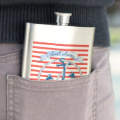 Sail Away, Nautical Anchor met rode strepen Heupfles (Voorbeeld)