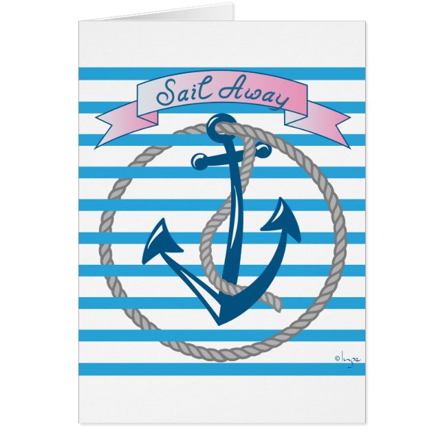 Sail Away Nautical Anker met blauwe strepen (Voorkant)