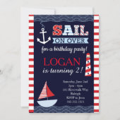 Sail Away Nautical Birthday Invitation Kaart (Voorkant)