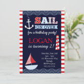Sail Away Nautical Birthday Invitation Kaart (Staand voorkant)