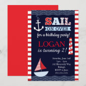 Sail Away Nautical Birthday Invitation Kaart (Voorkant / Achterkant)