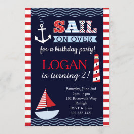 Sail Away Nautical Birthday Invitation Kaart