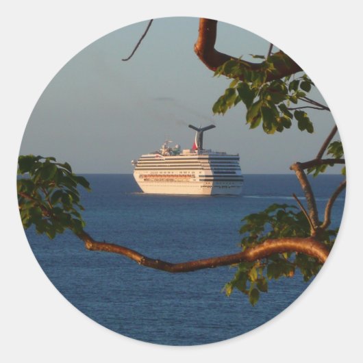 Sail Away op Sunset I Cruise Vacation Ronde Sticker (Voorkant)