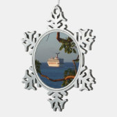 Sail Away op Sunset I Cruise Vacation Tin Sneeuwvlok Ornament (Rechts)