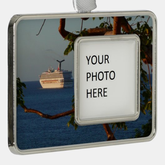 Sail Away op Sunset I Cruise Vacation Verzilverd Omlijst Ornament (Rechts)