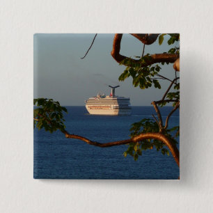 Sail Away op Sunset I Cruise Vacation Vierkante Button 5,1 Cm