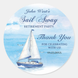 Sail Away Retirement Party Nautical Boat Yacht  Ronde Sticker