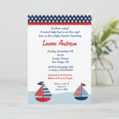 Sail Away Sailboat Baby Shower Invitaties Kaart (Staand voorkant)