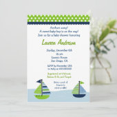 Sail Away Sailboat Baby Shower Invitaties Kaart (Staand voorkant)